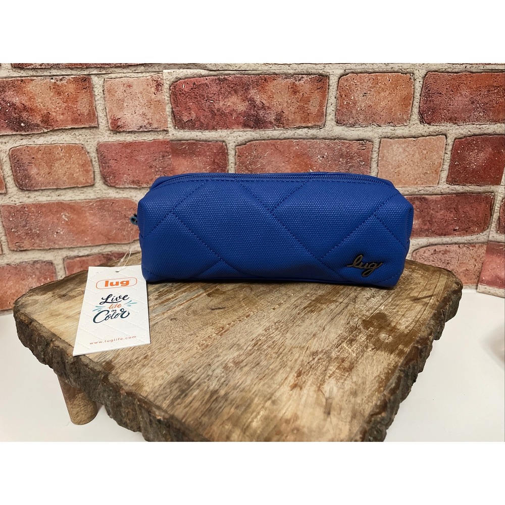 Lug Jib XL Quilted Cosmetic Pouch Sapphire Blue Travel Makeup Bag New